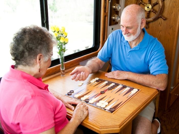 seniors playing board games