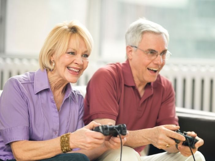 seniors playing video games